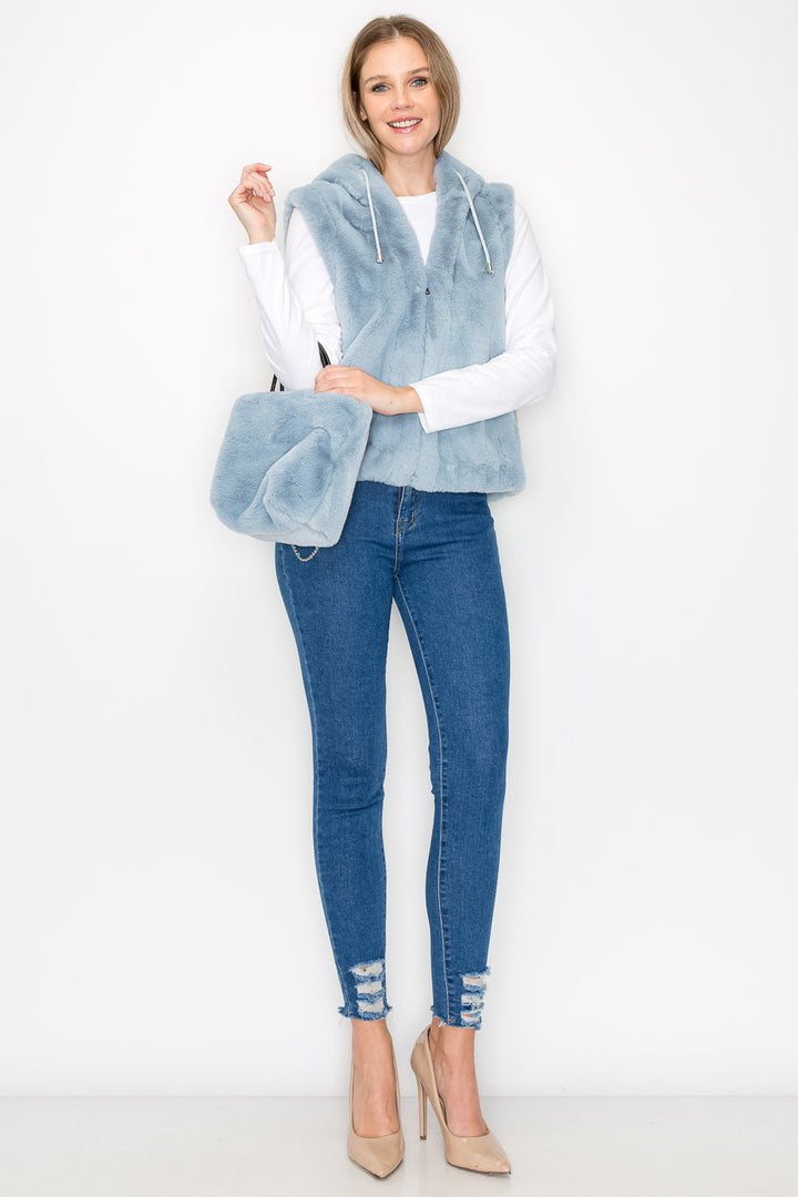 Jackie Fur Vest with Matching Crossbody Fur Bag (Set)