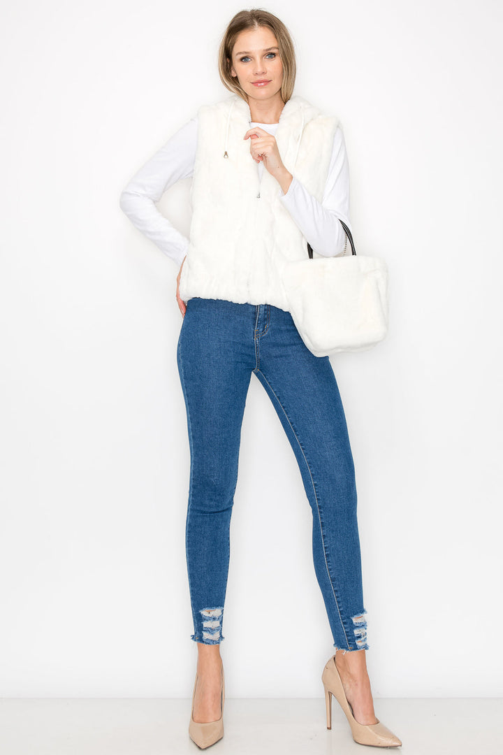 Jackie Fur Vest with Matching Crossbody Fur Bag (Set)