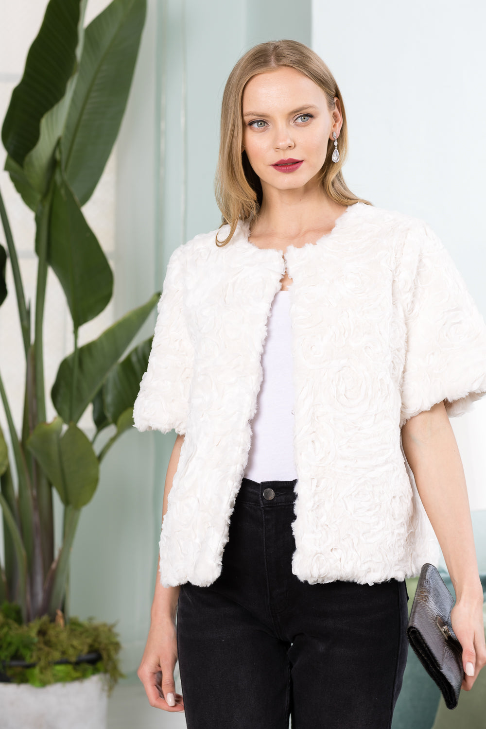 Jody Faux Fur Flower Swirls Jacket