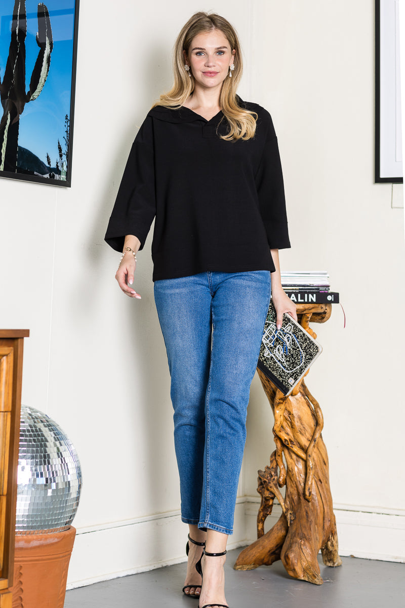 Kourtney Stretch Crepe Knit Top