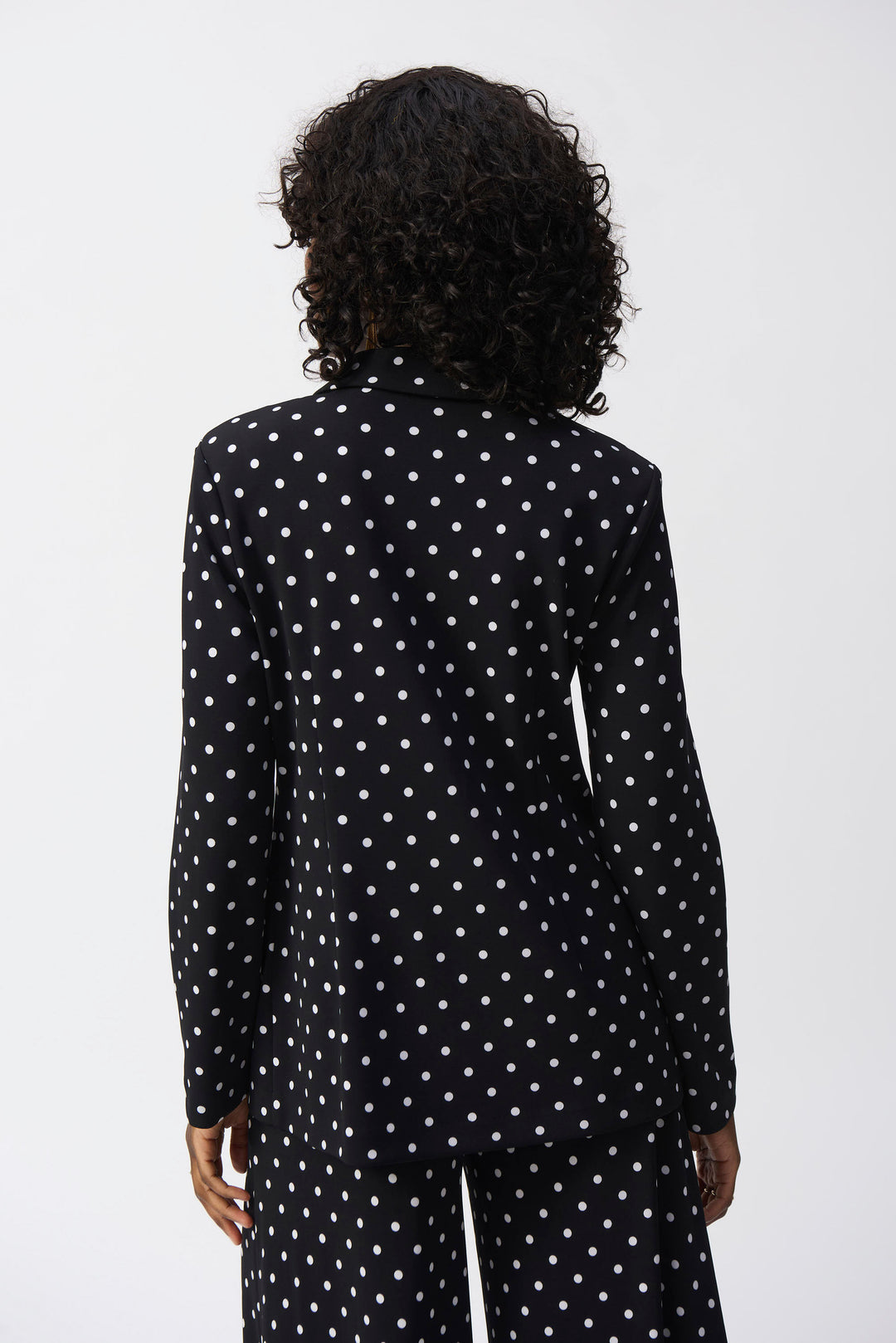 Polka Dot Hip-length Blazer - Black/Vanilla