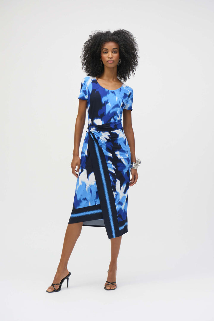 Knee-length Wrap Dress - Blue/Vanilla