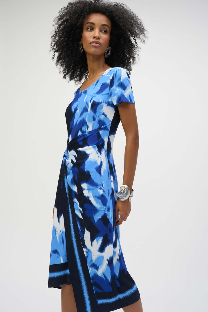 Knee-length Wrap Dress - Blue/Vanilla