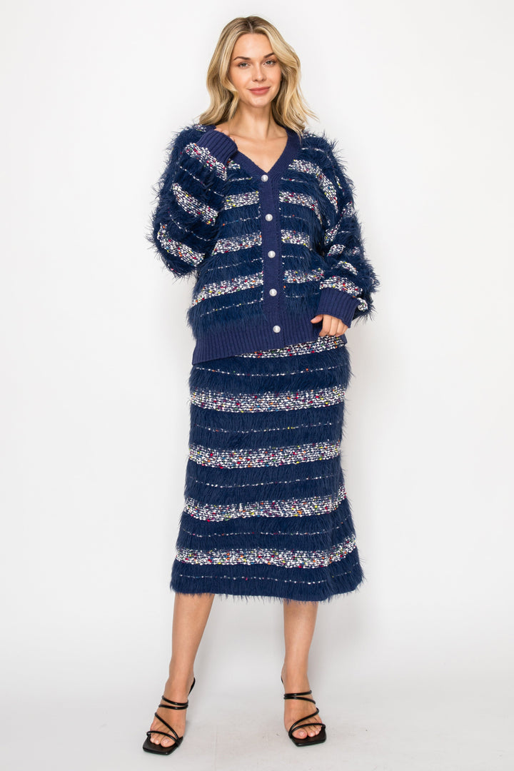 Sabella Feathered Fur Sweater Cardigan