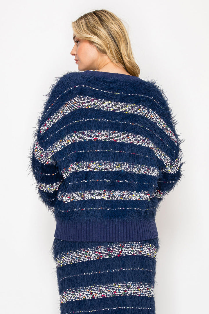 Sabella Feathered Fur Sweater Cardigan