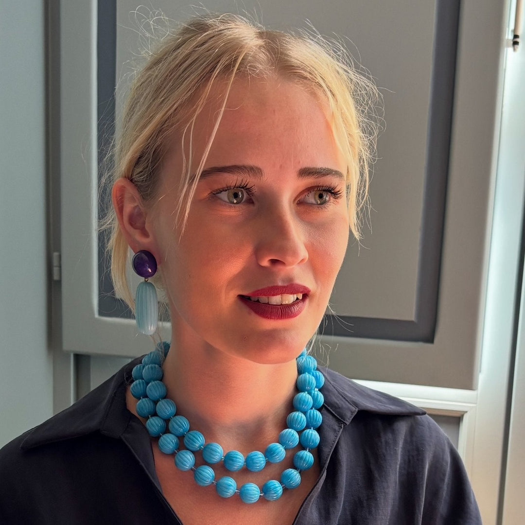 Arabella Turquoise And Purple Resin Earrings