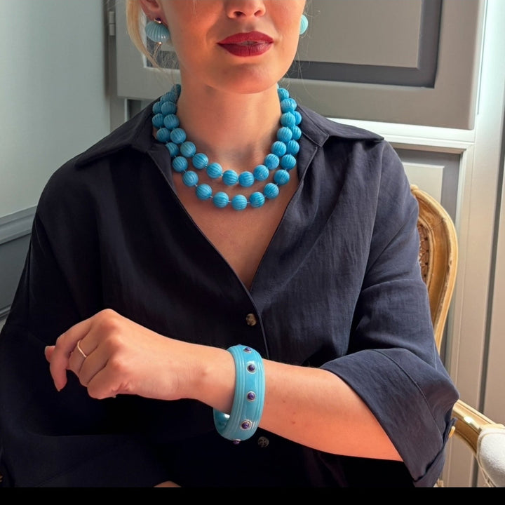Rosa Turquoise And Black Lapis Resin Bangle