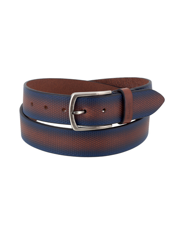 Genuine Leather Belt - Brown / Blue