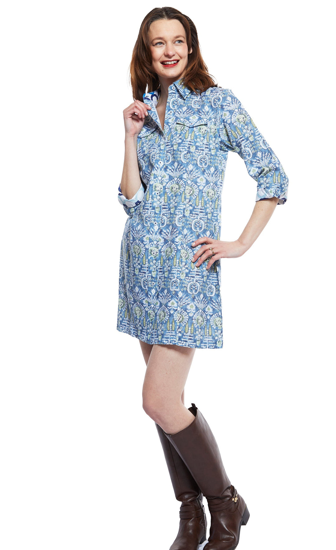 Sag Harbor Dress With Blue Kilim Print