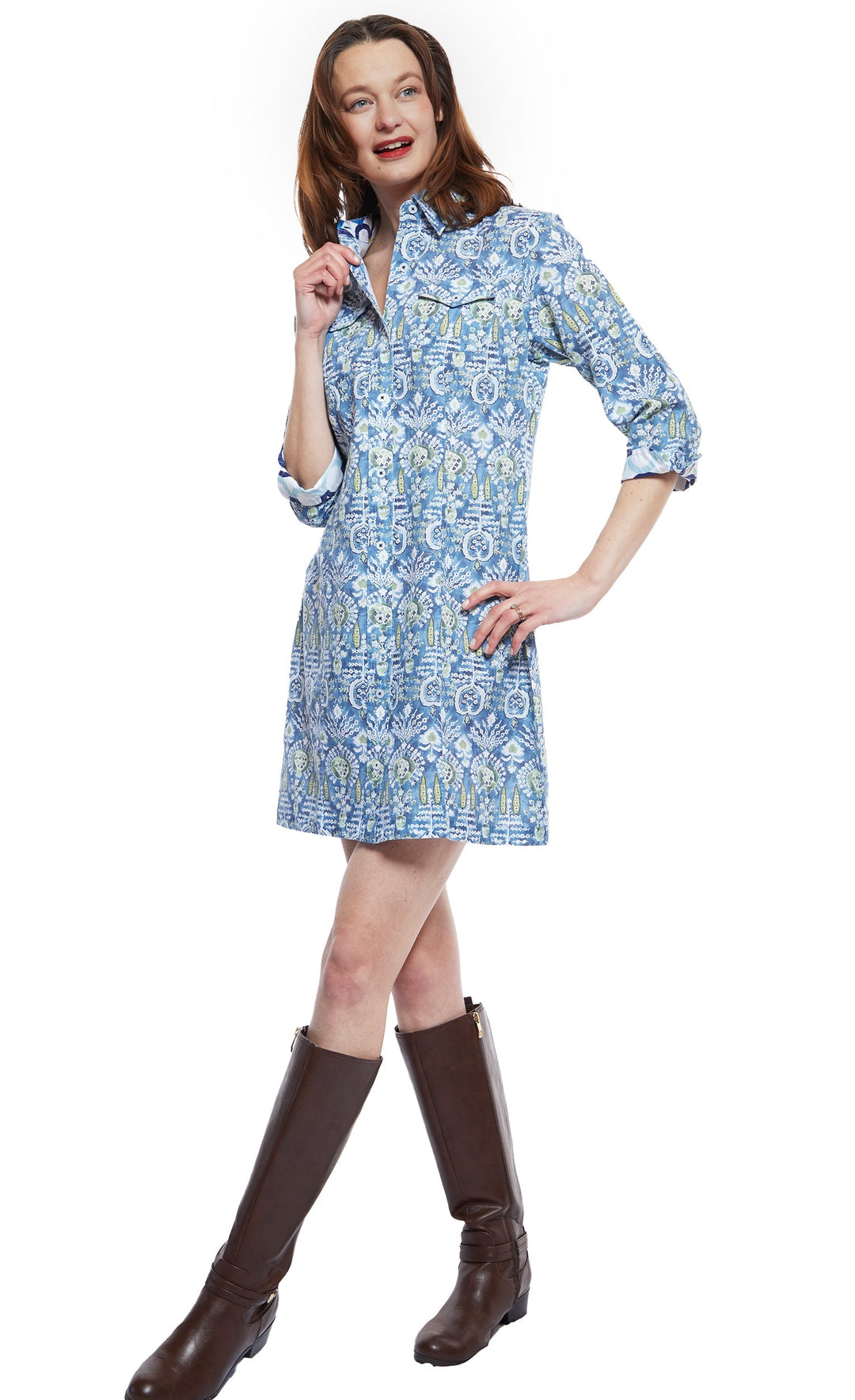 Sag Harbor Dress With Blue Kilim Print