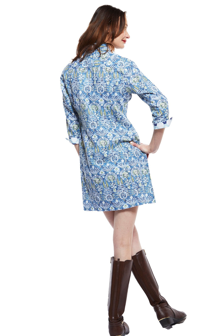 Sag Harbor Dress With Blue Kilim Print