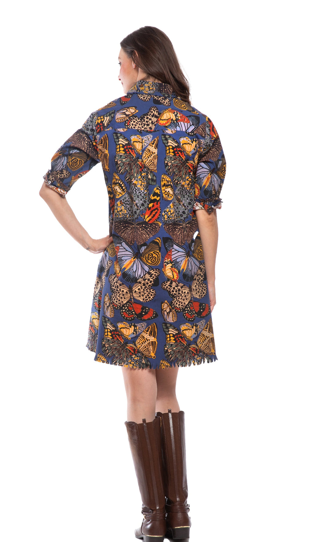 Chatham Dress Blue Butterfly Print