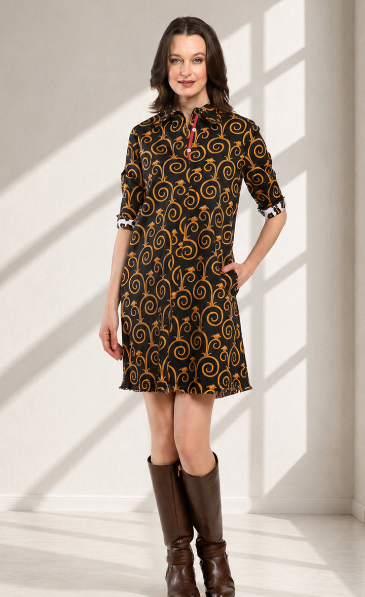 Chatham Black and Gold Swirl Print