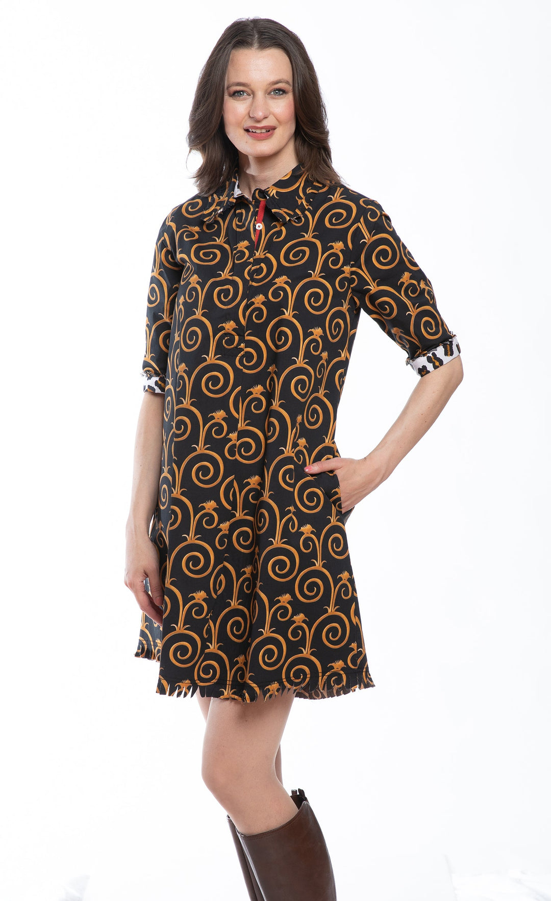 Chatham Black and Gold Swirl Print