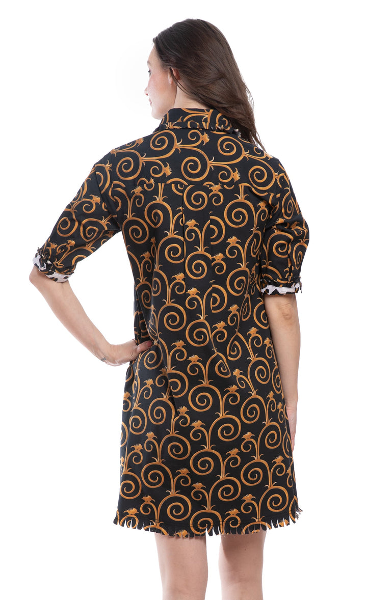 Chatham Black and Gold Swirl Print
