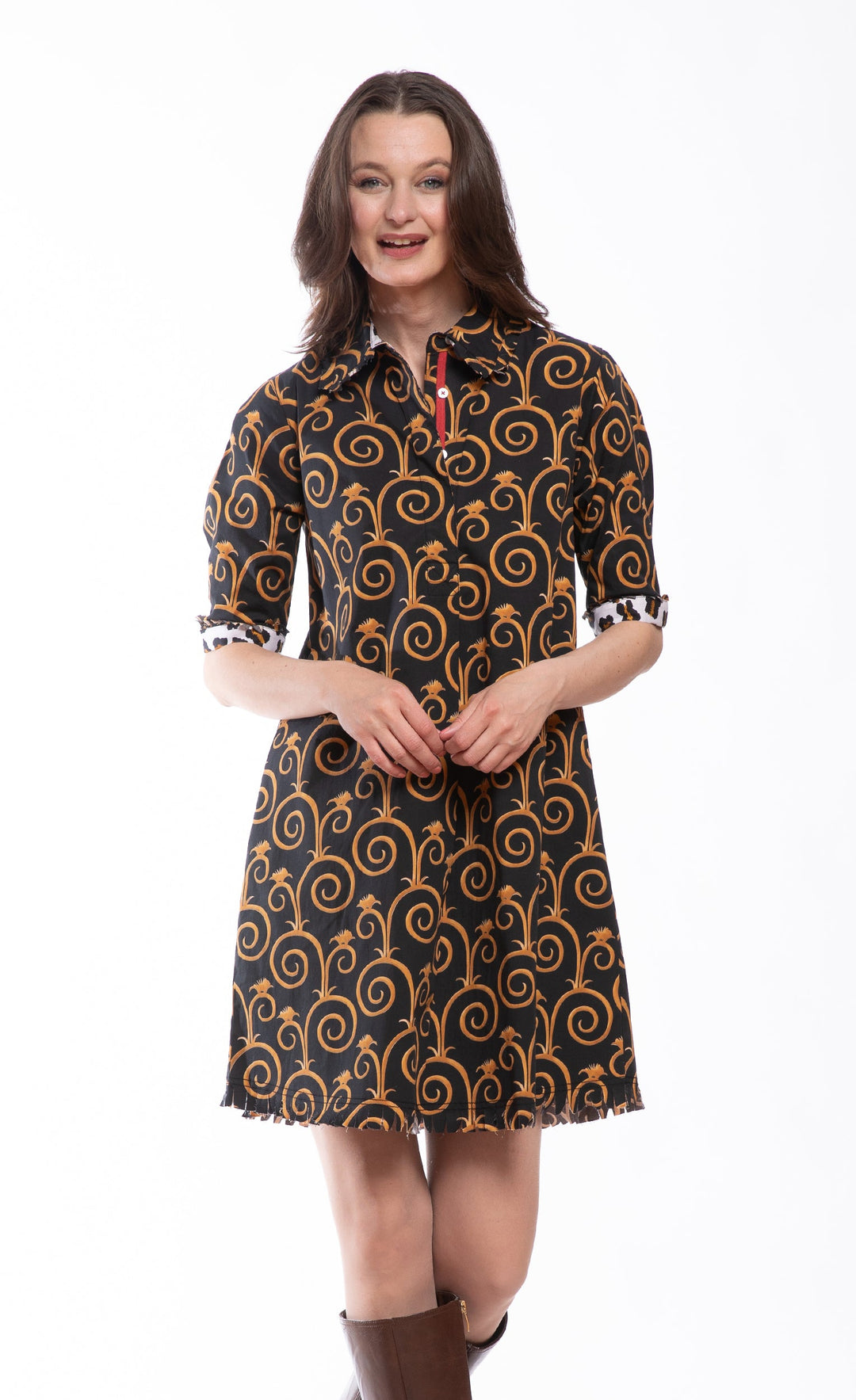 Chatham Black and Gold Swirl Print