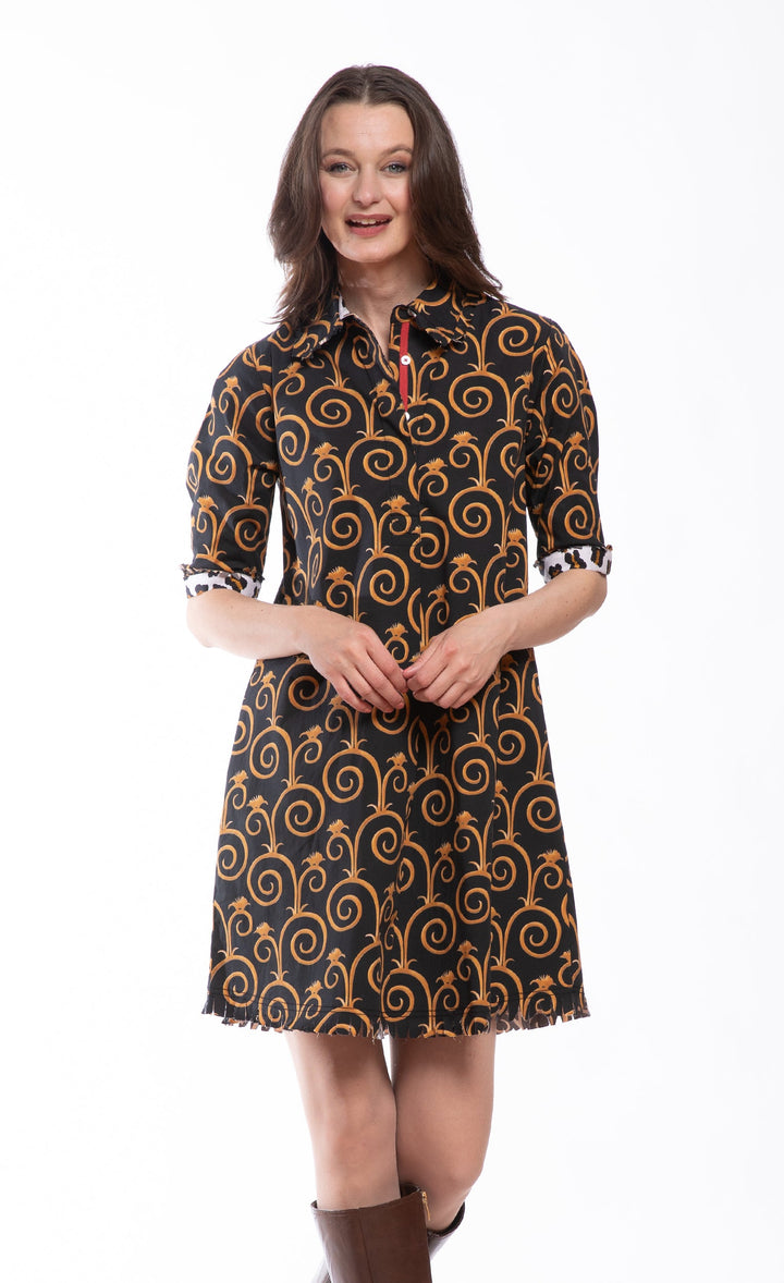 Chatham Black and Gold Swirl Print