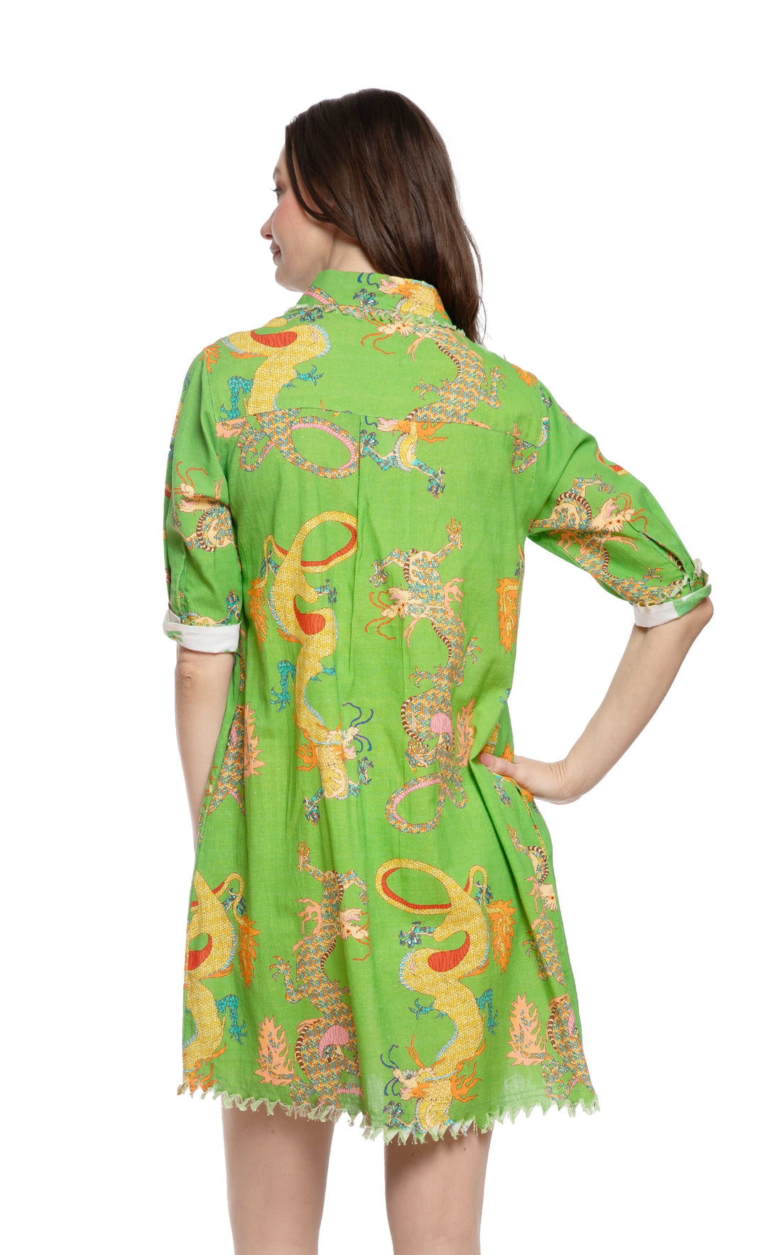 Chatham Dress Gekko Green Dragon Print