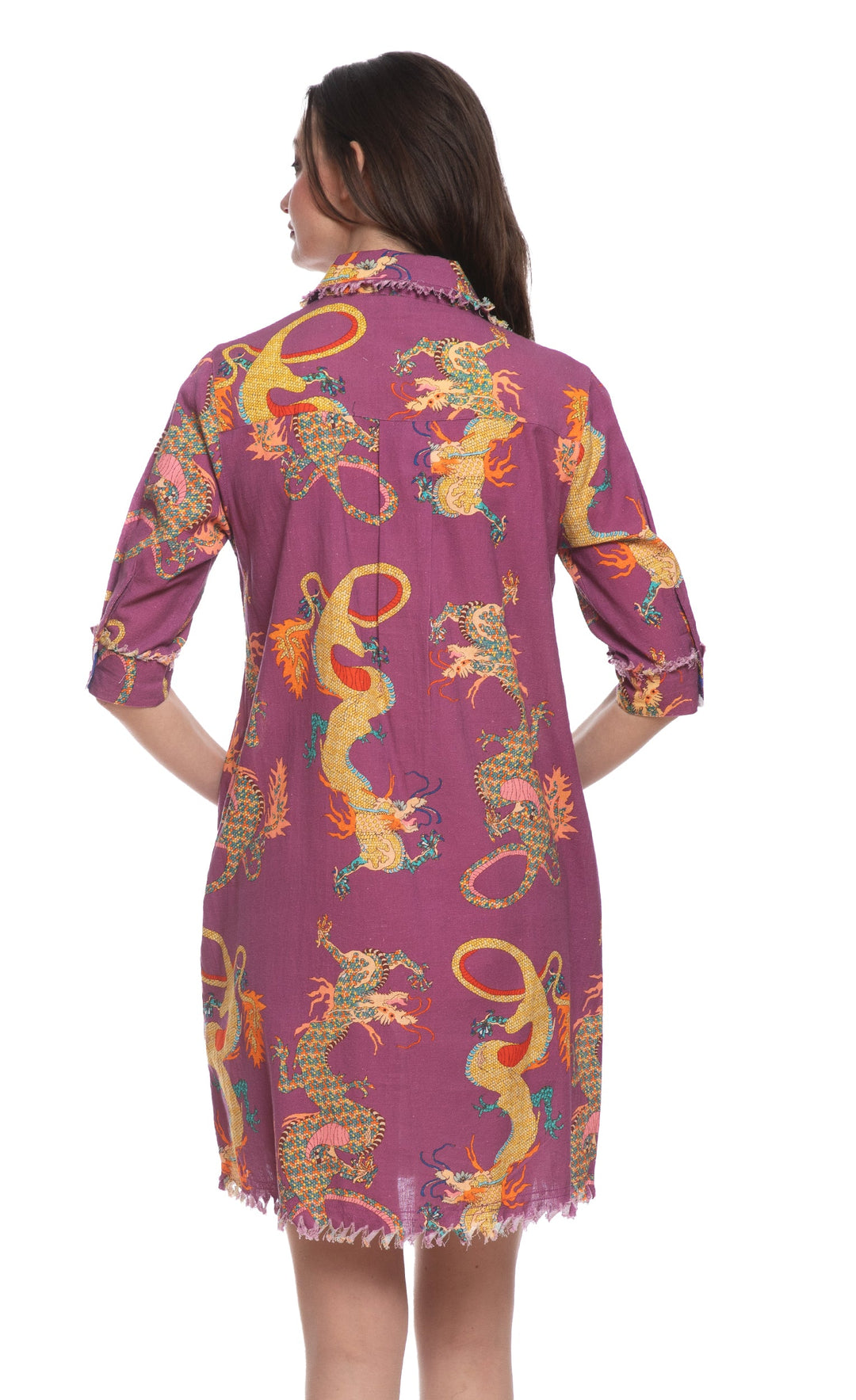 Chatham Dress Violet Dragon Print