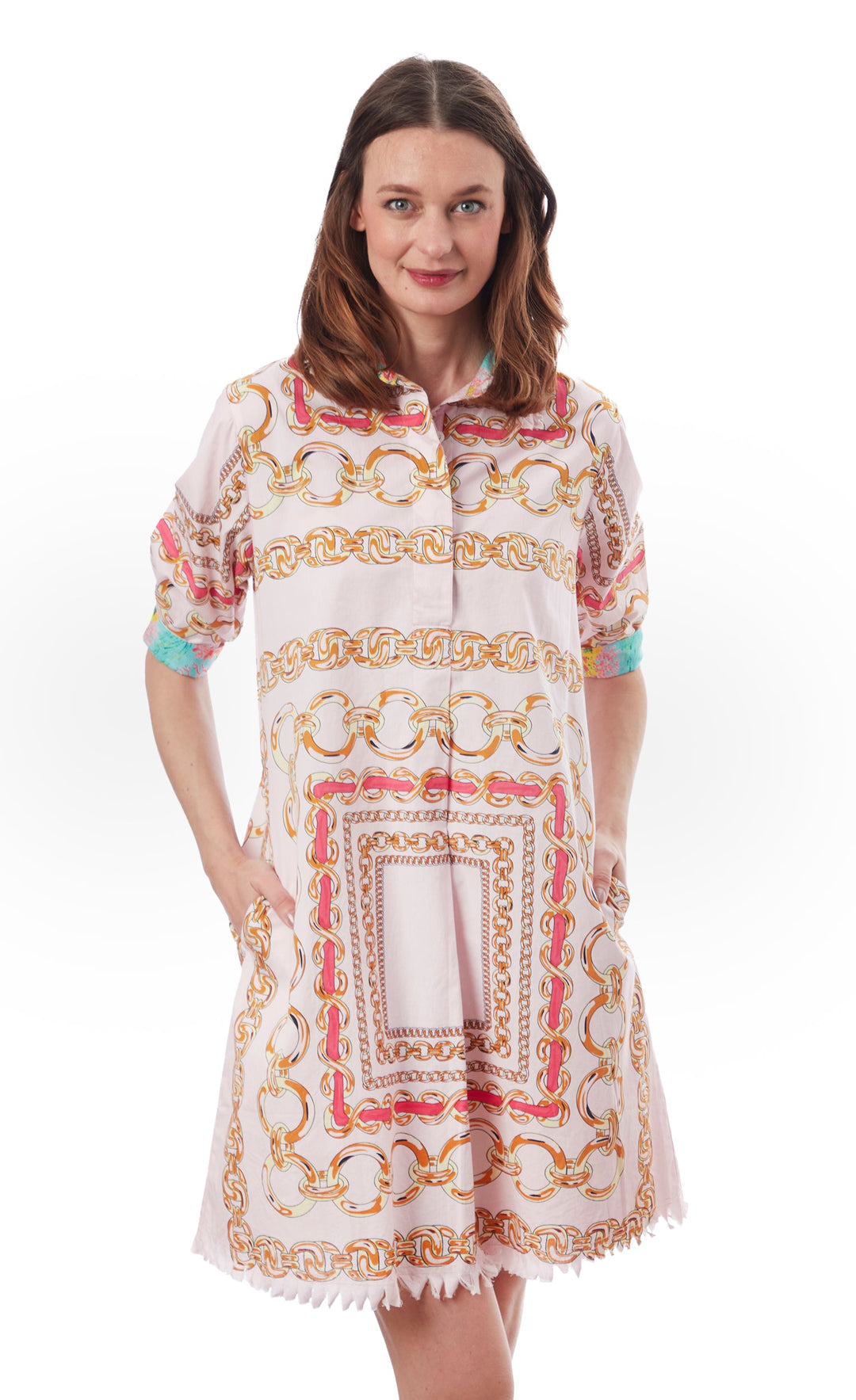 Chatham Dress Pink Links Print