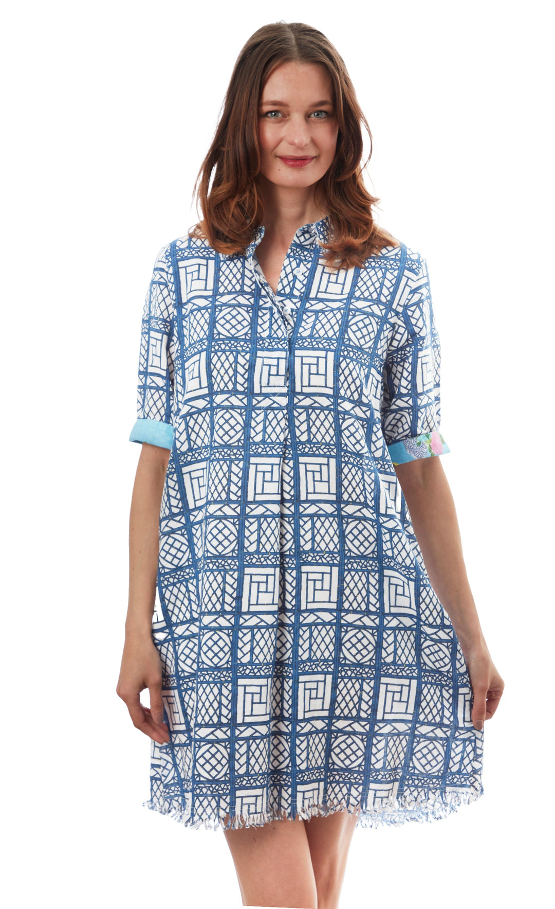 Chatham Navy White Wicker Print