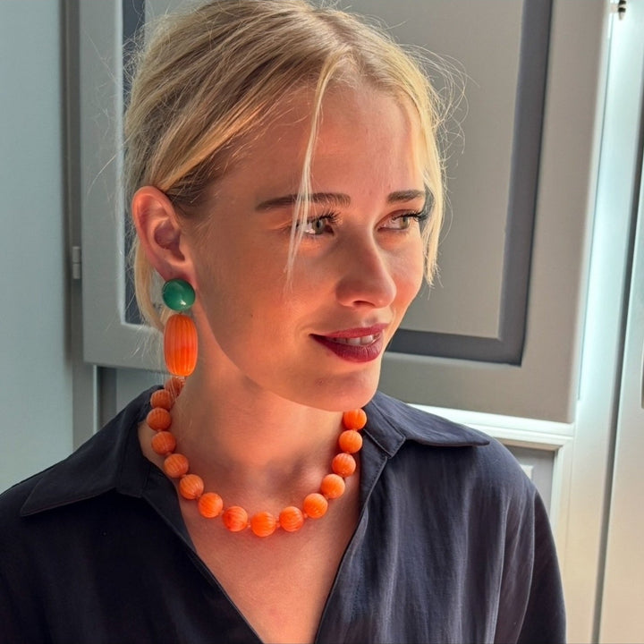 Arabella Jade And Coral Resin Earrings