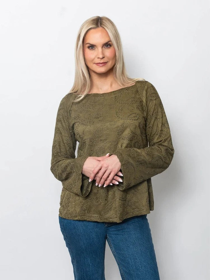 Embroidered Scoop Neck Top