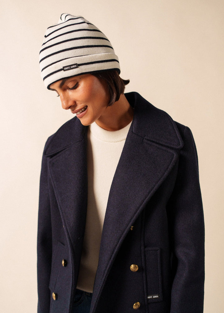 CARTIER - Nautical Striped Wool Blend Beanie (IVORY / NAVY)