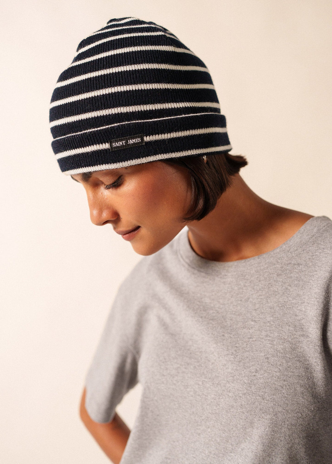 CARTIER - Nautical Striped Wool Blend Beanie (NAVY / IVORY)