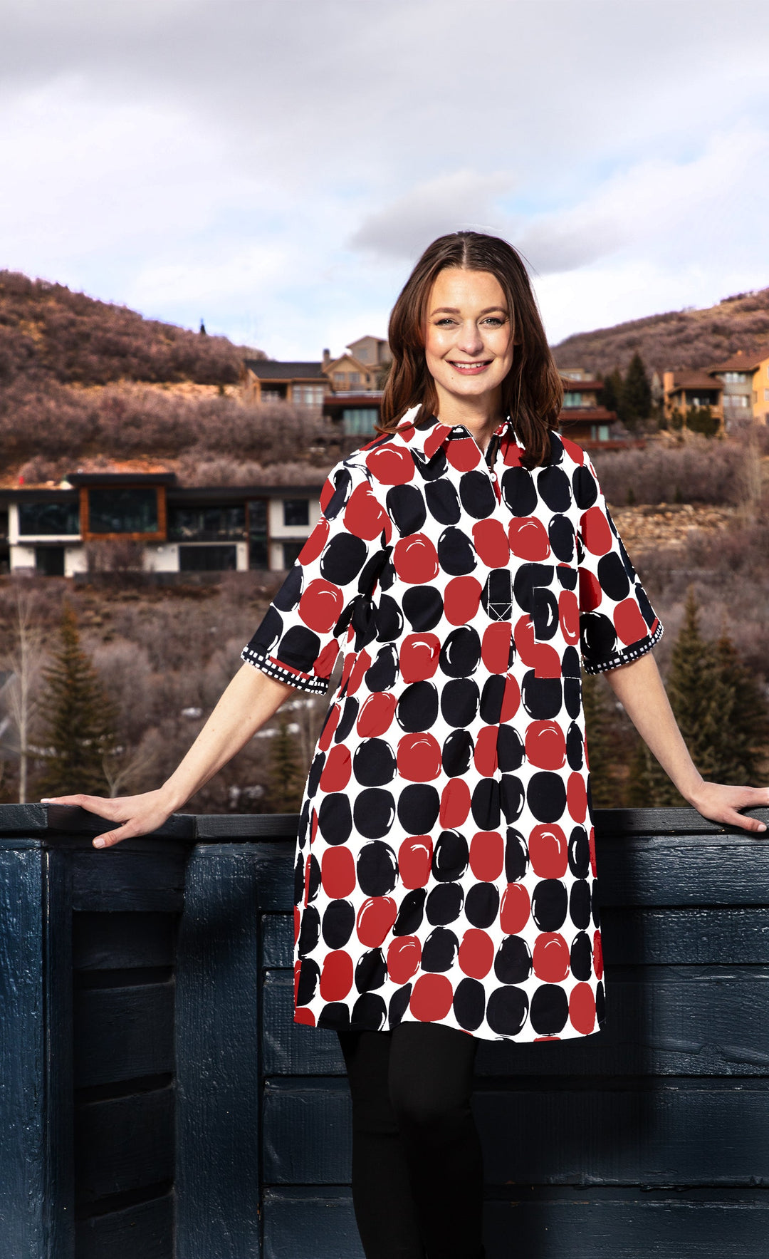 Monterey Dress Red Black Big Dot