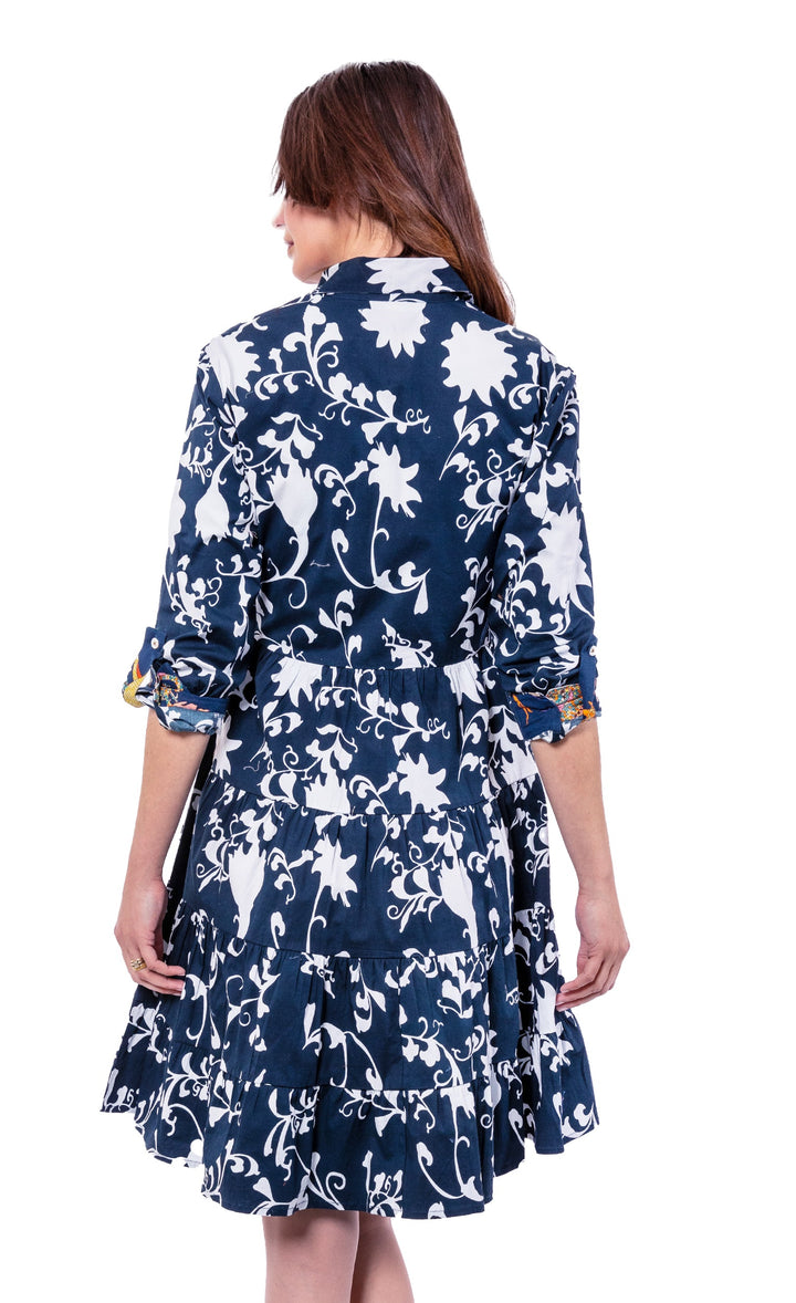 Delray Dress Navy White Silhouette Floral