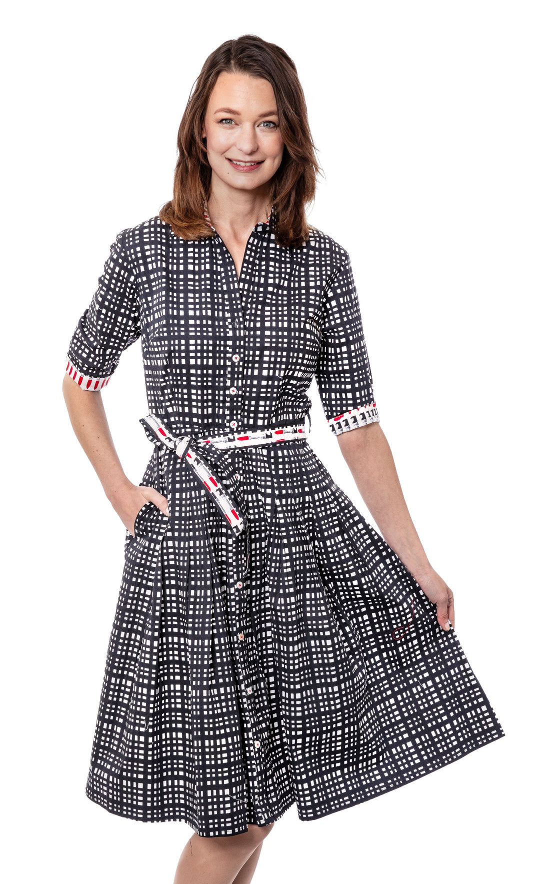 Mrs. Maisel Black and White Grid Print Dress