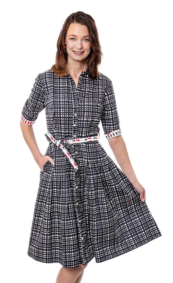 Mrs. Maisel Black and White Grid Print Dress