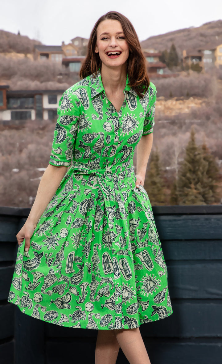 Mrs Maisel Green Black Whimsy Print