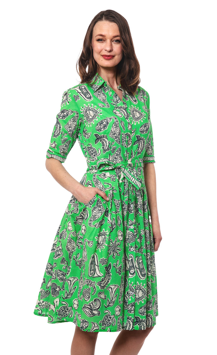 Mrs Maisel Green Black Whimsy Print