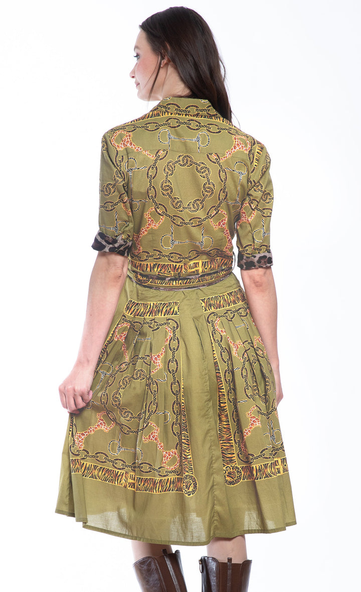 Mrs Maisel Dress Green Belt Print