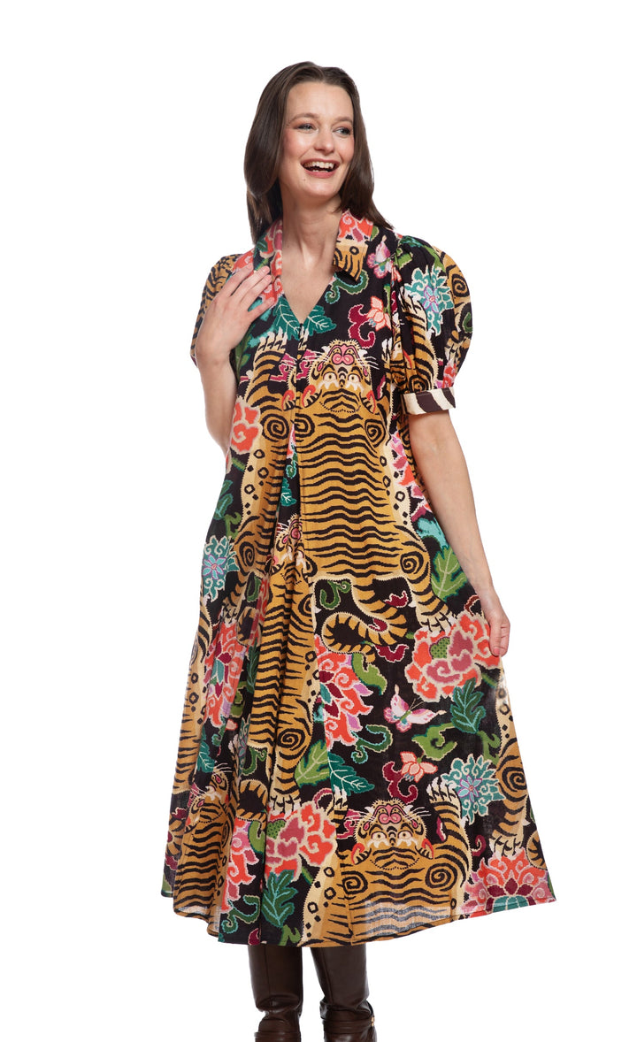 Montauk Dress Tiger Rug Print