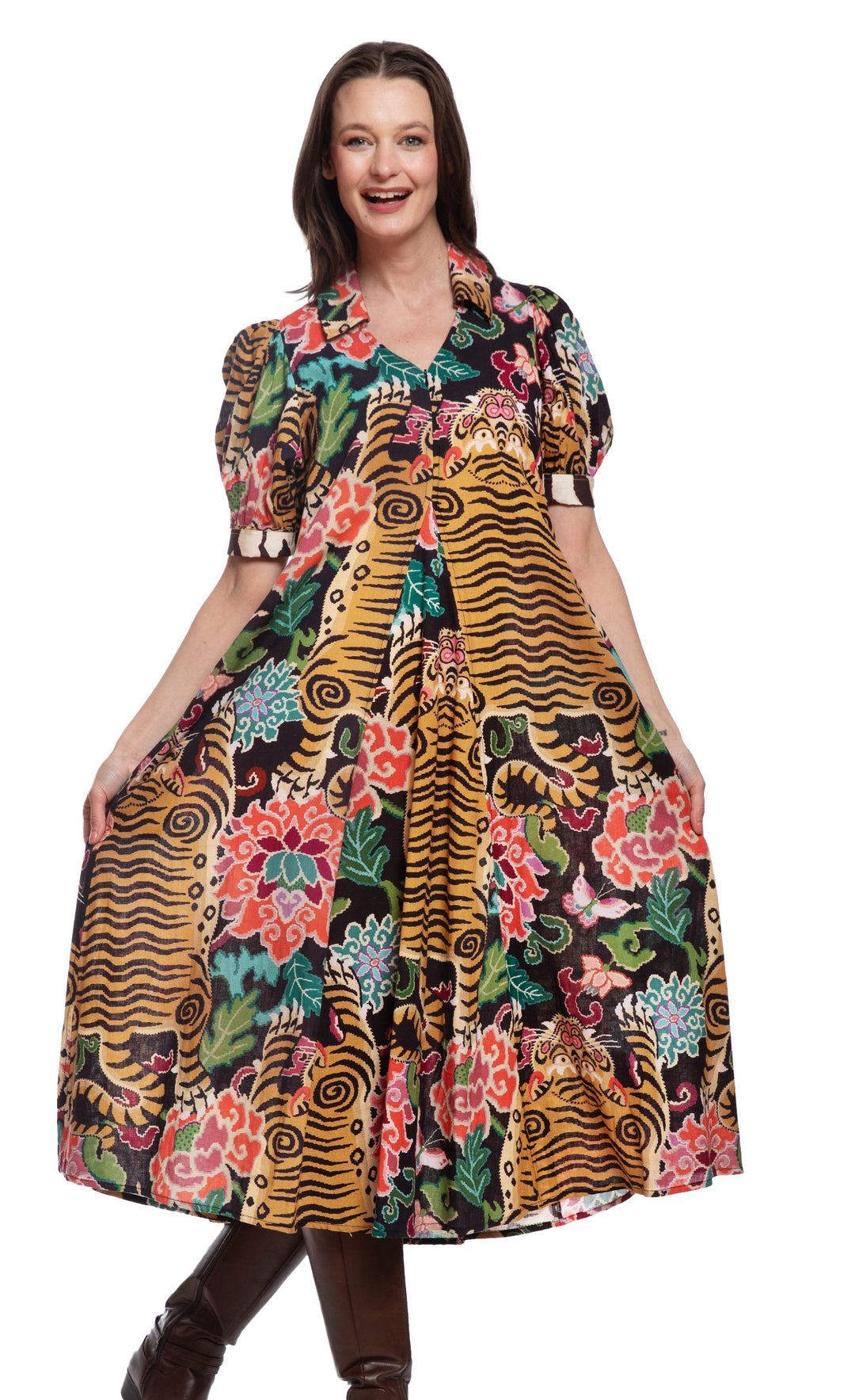 Montauk Dress Tiger Rug Print