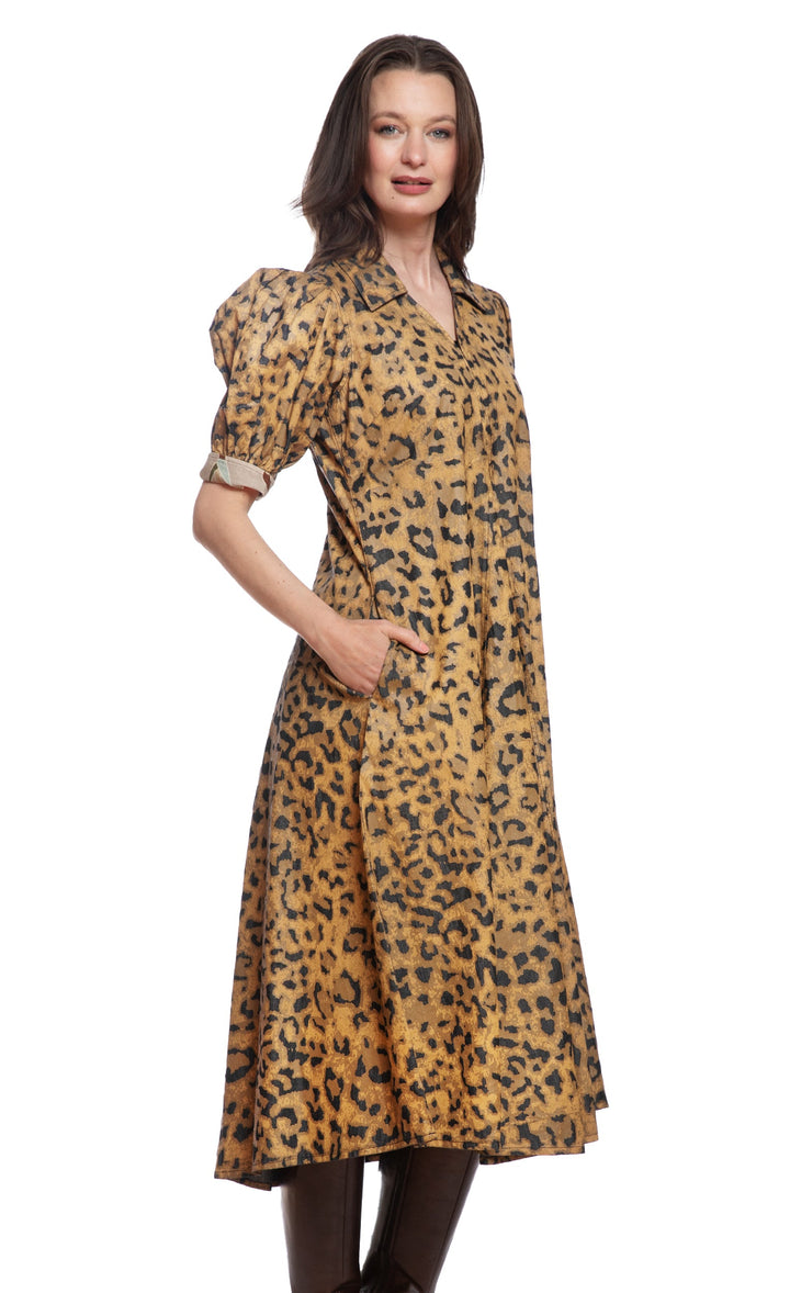 Montauk Dress Cheetah Print on Denim