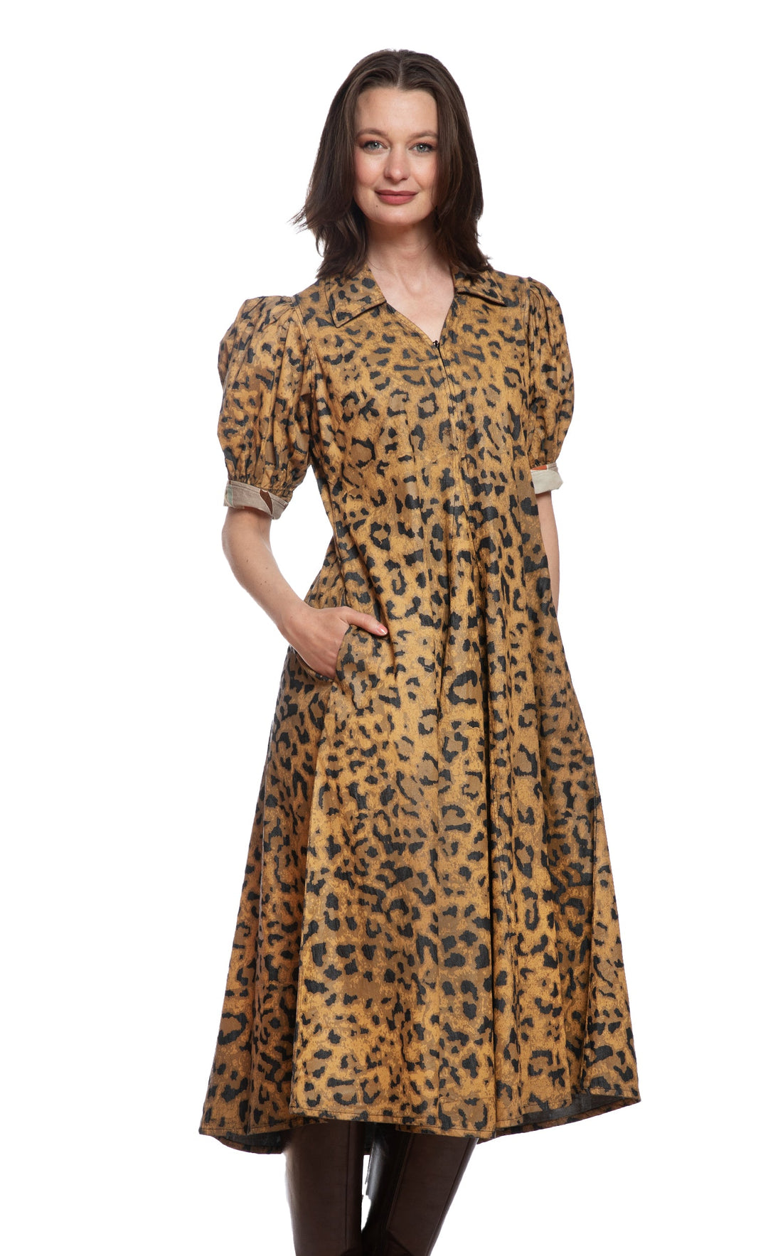 Montauk Dress Cheetah Print on Denim