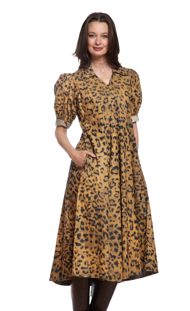 Montauk Dress Cheetah Print on Denim