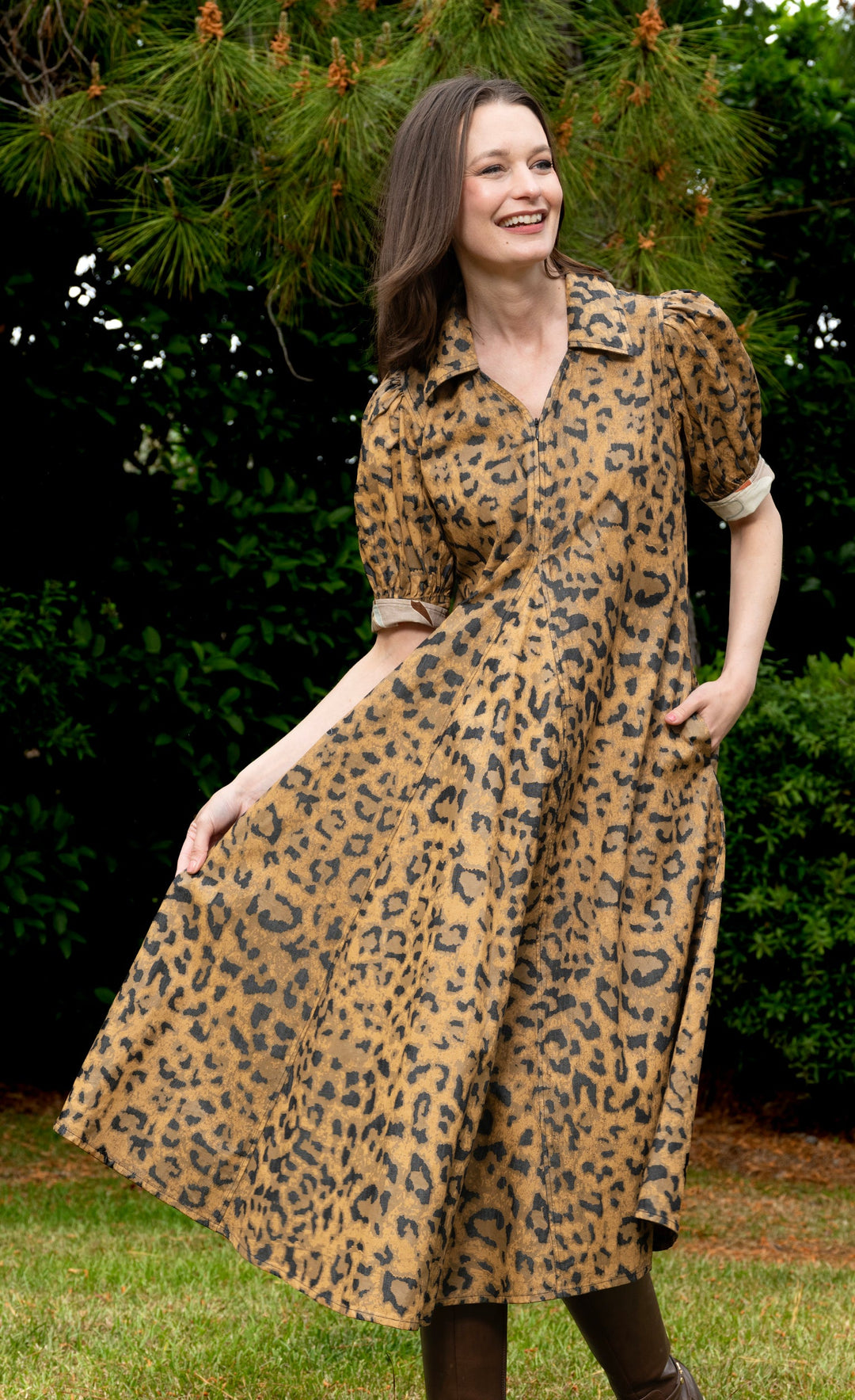 Montauk Dress Cheetah Print on Denim