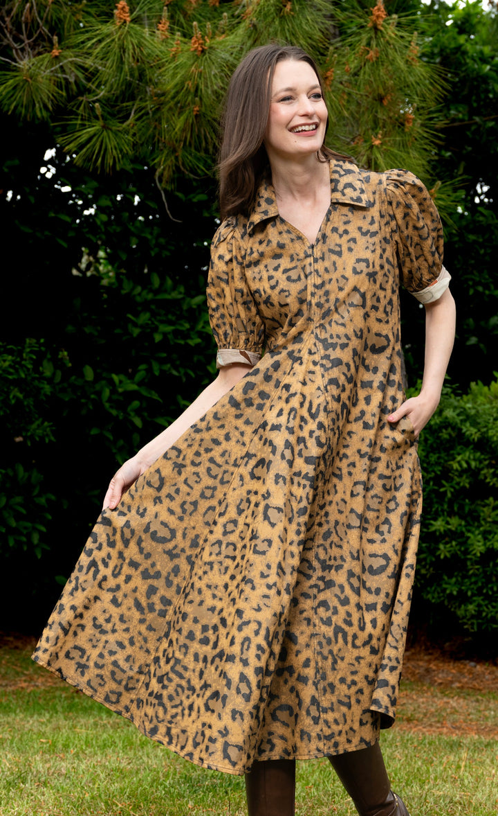 Montauk Dress Cheetah Print on Denim