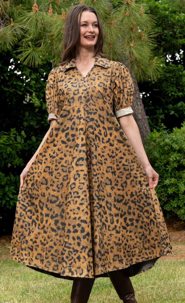 Montauk Dress Cheetah Print on Denim