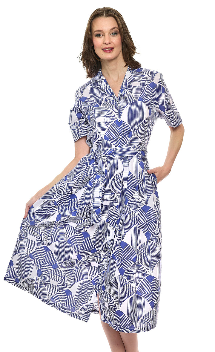 Hudson Tiered Dress Navy White Geo