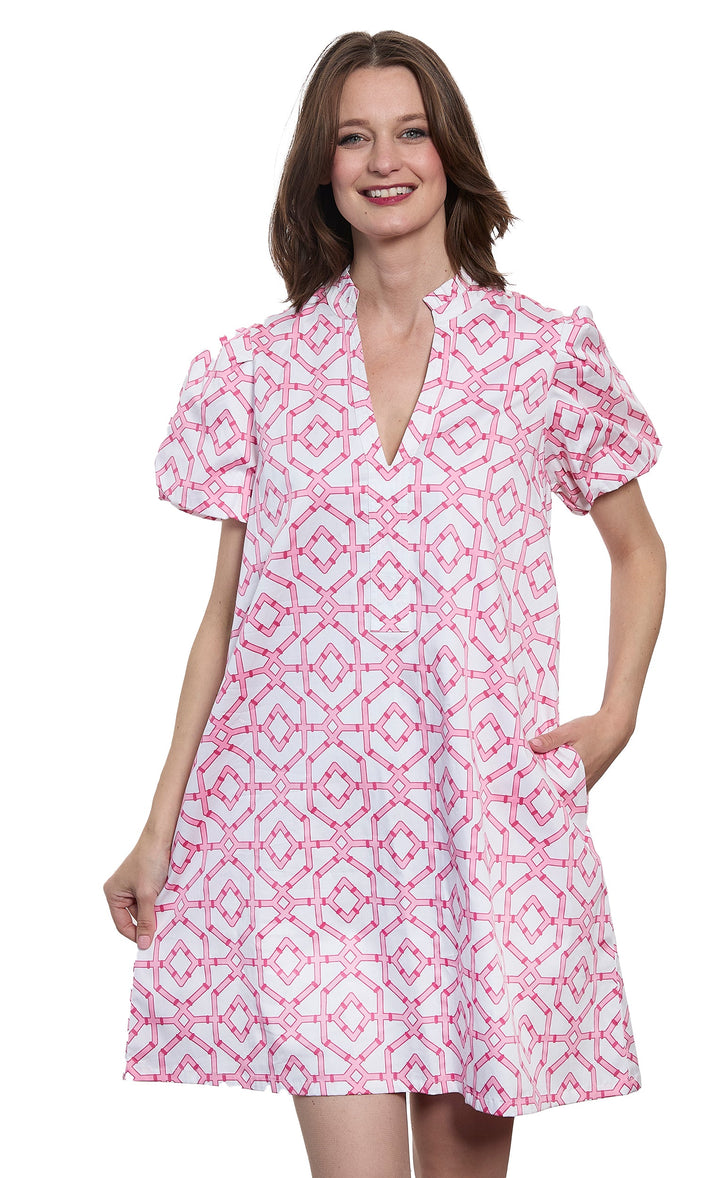 Tiburon Dress Puff Sleeves with Straight Skirt