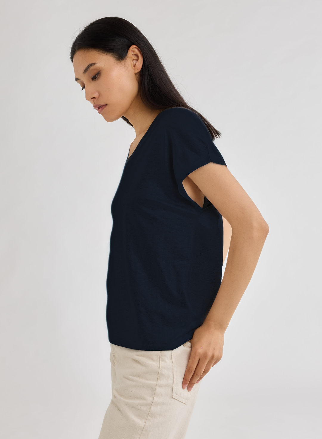 Linen Metallic Cap Sleeves - Marine