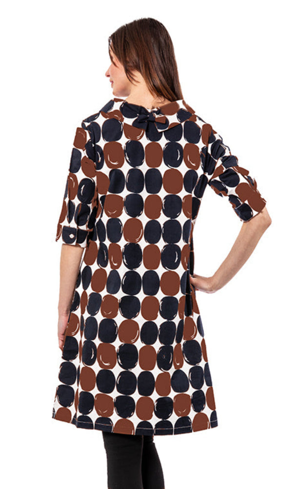 Audrey Retro Dress Chocolate and Black Dots