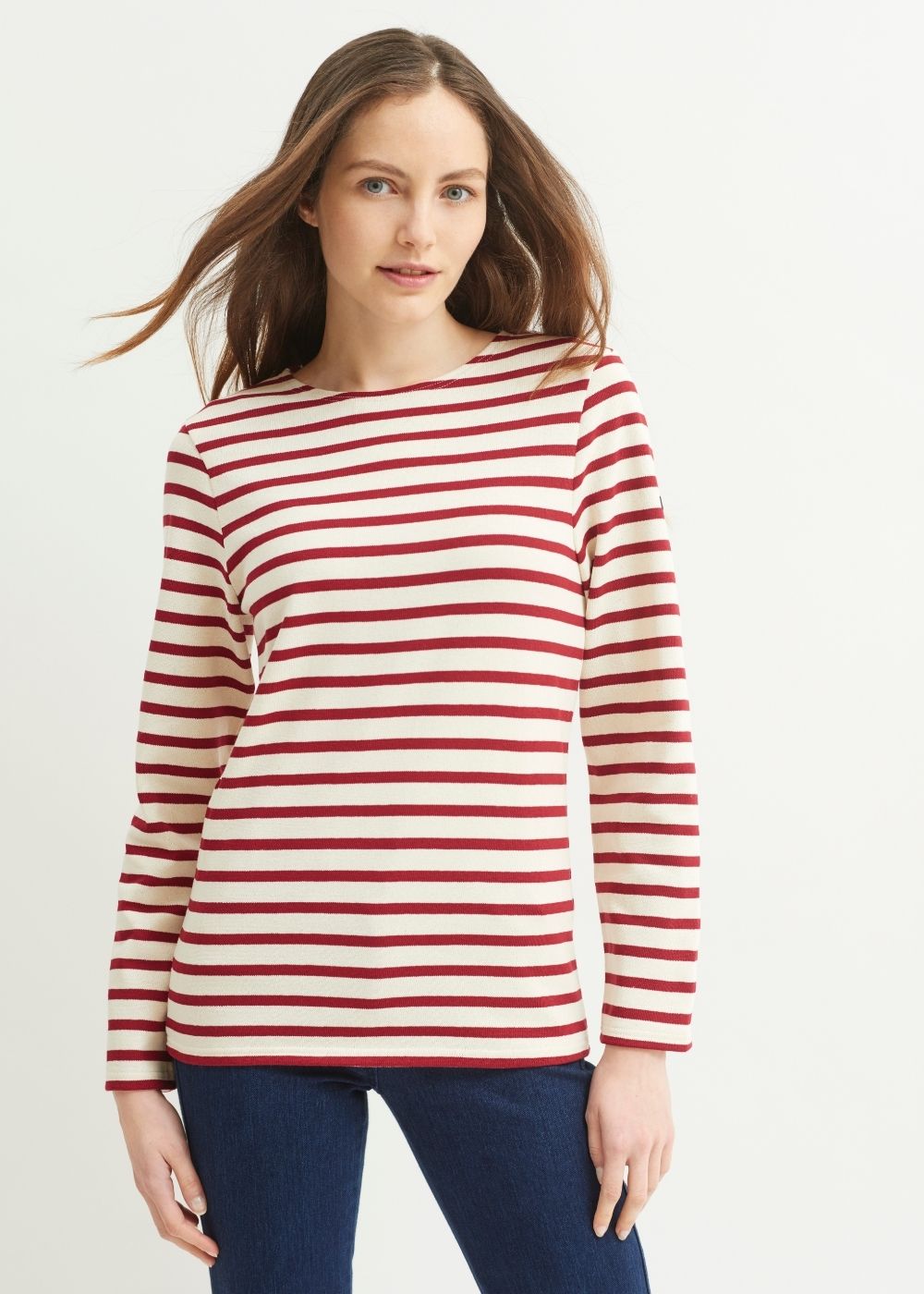 MERIDIEN MODERNE - Original Breton Shirt (ECRU / MAROON)