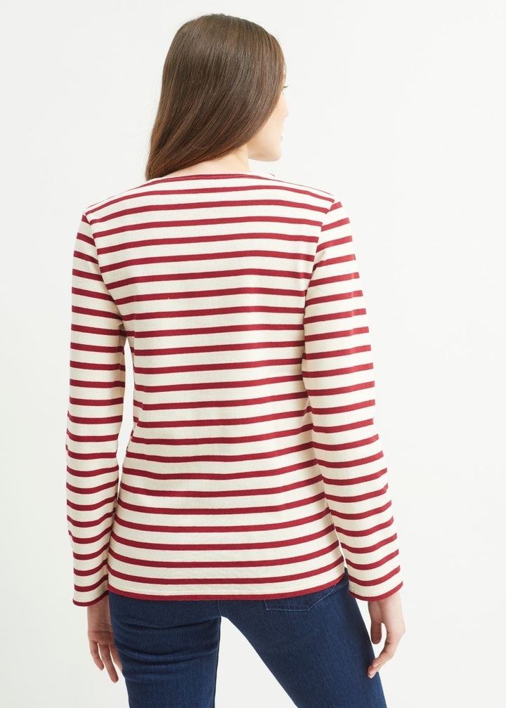 MERIDIEN MODERNE - Original Breton Shirt (ECRU / MAROON)